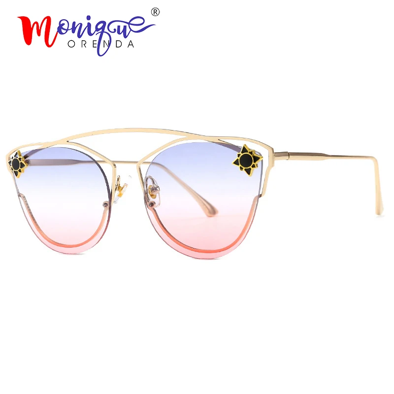 Luxury designer cat eye sunglasses women vintage metal gradual sun glasses for women mirror retro oculos de sol gafas UV400