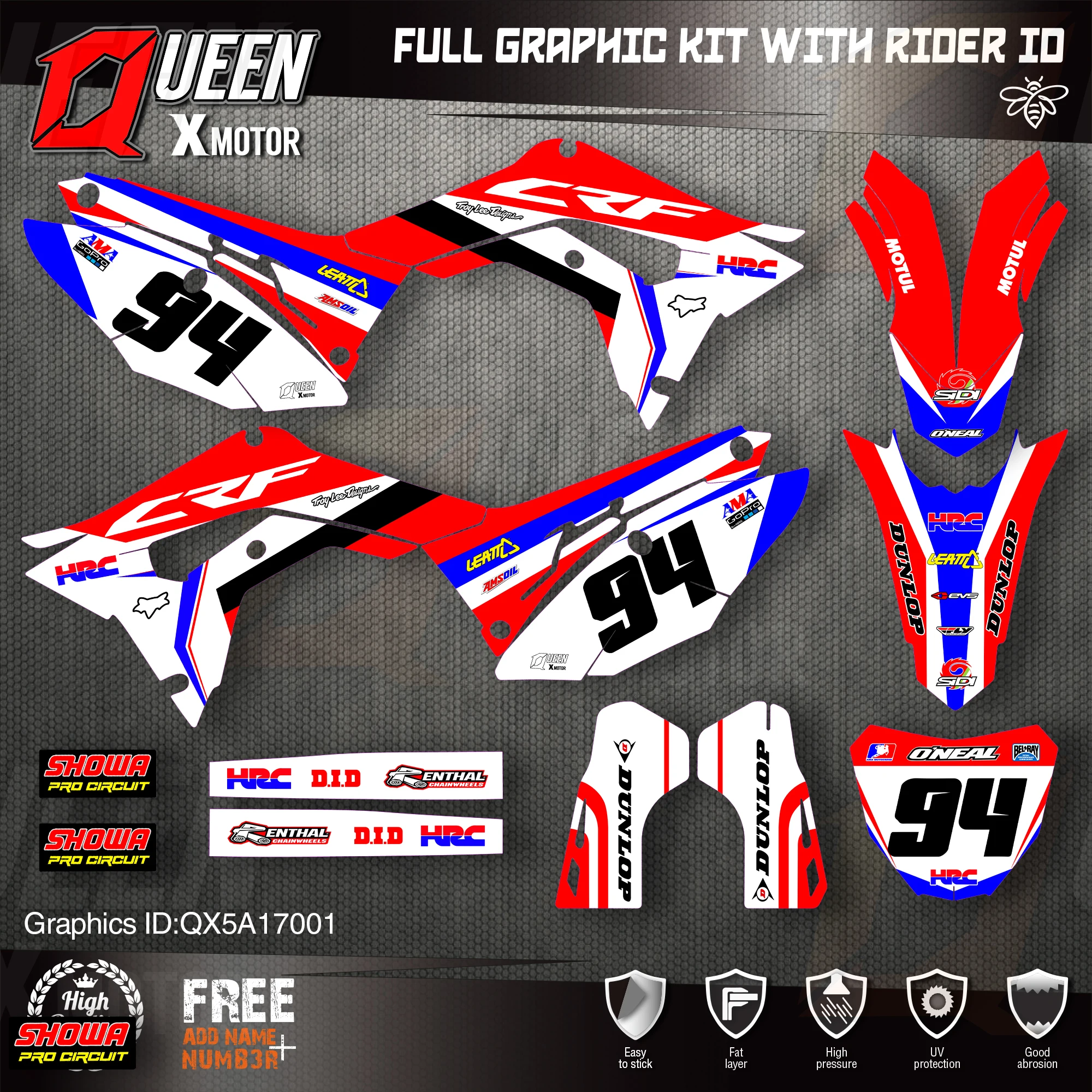 QUEEN X MOTOR Custom Team графические фоны наклейки для HONDA 2018-2020 CRF250R 2017-2020 CRF450 001 | Автомобили