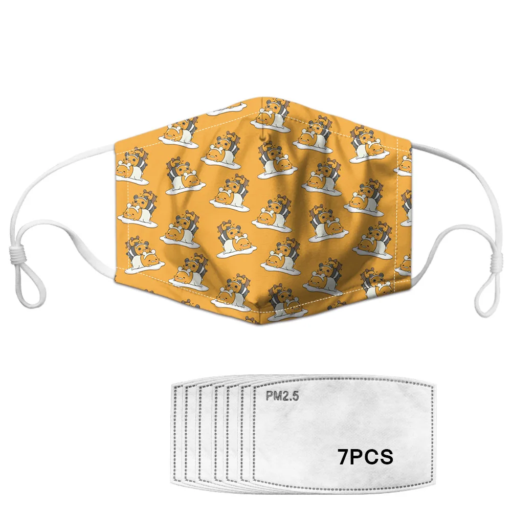 

Cartoon Print Face Mask Polyester Washable Outdoor Mask With 7pcs PM2.5 Filters Mask