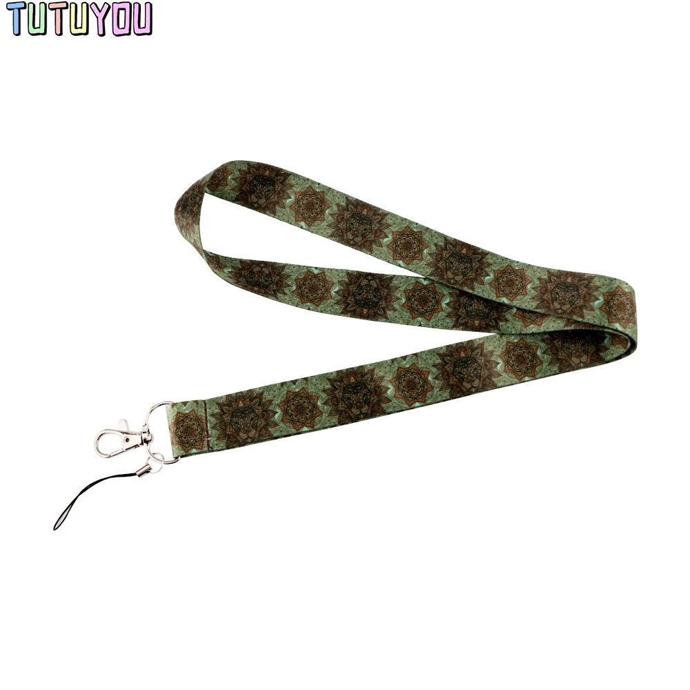 PC3085 Painting Art Flower Lion Key Chain Lanyard Neck Strap For Phone Keys ID Card Creative Lanyards Child Students Friends | Мобильные