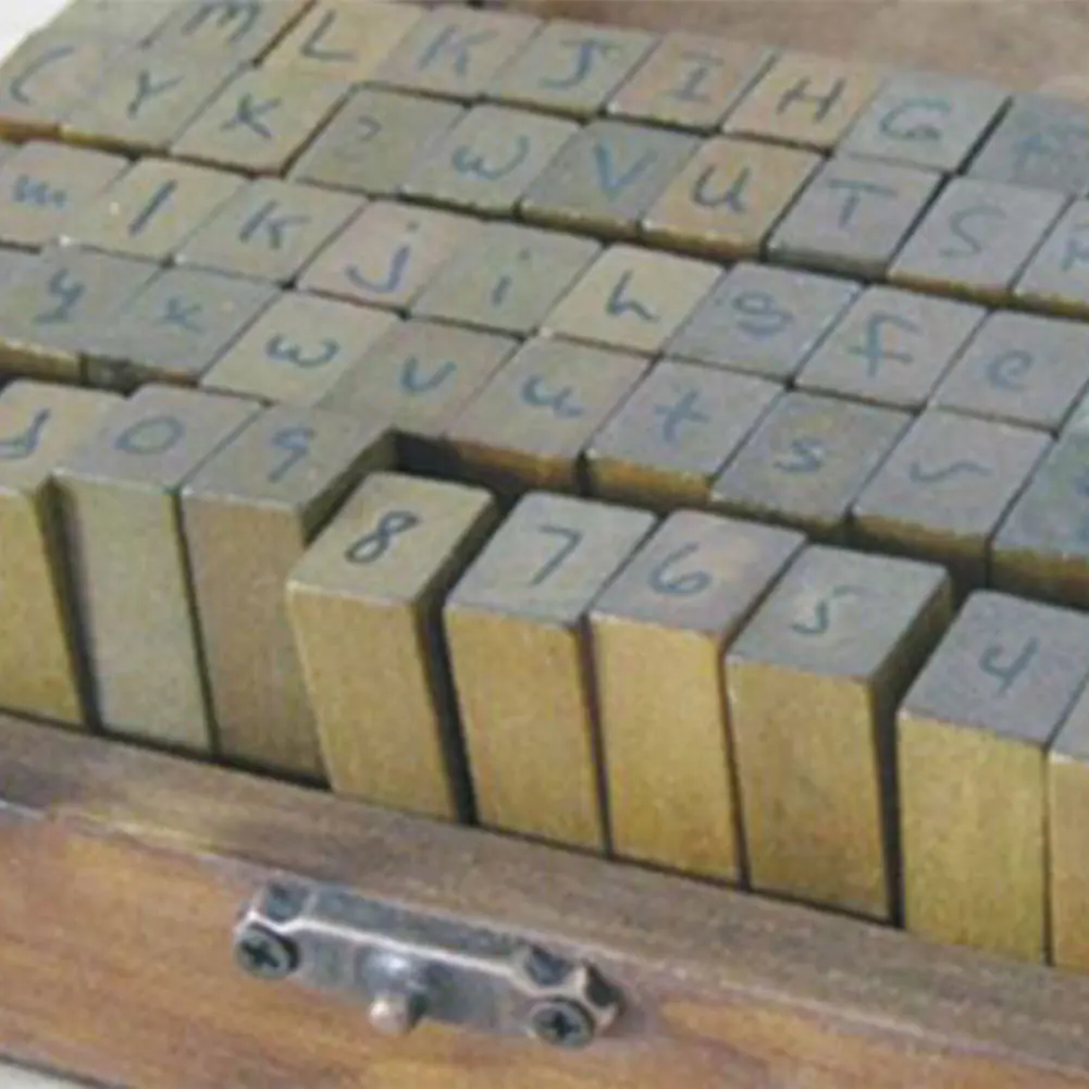 Cursive 70 шт штамп символ набор ремесло Ретро Деревянный Алфавит винтажная самодельная буква номер с деревянной коробкой - Цвет: Cursive