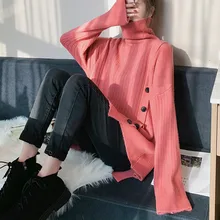 

Winter 2021 New Fashion Long-sleeved Solid Sweater Coat Large Size Fall Female Loose Single-breasted Pullover Knit Top 6 Colors