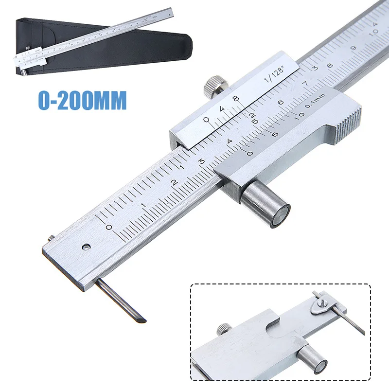 Details about   0-200mm Stainless Steel Vernier Calipers Parallel Sliding Scribe Calipers Tool 