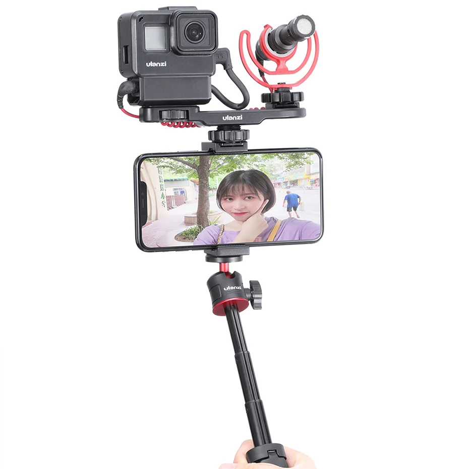 Ulanzi PT-8 PT-9 смартфон Vlog Монтажная пластина для Gopro DSLR камеры sony A6300 A6400 Холодный башмак Vlog крепление для микрофона светодиодный