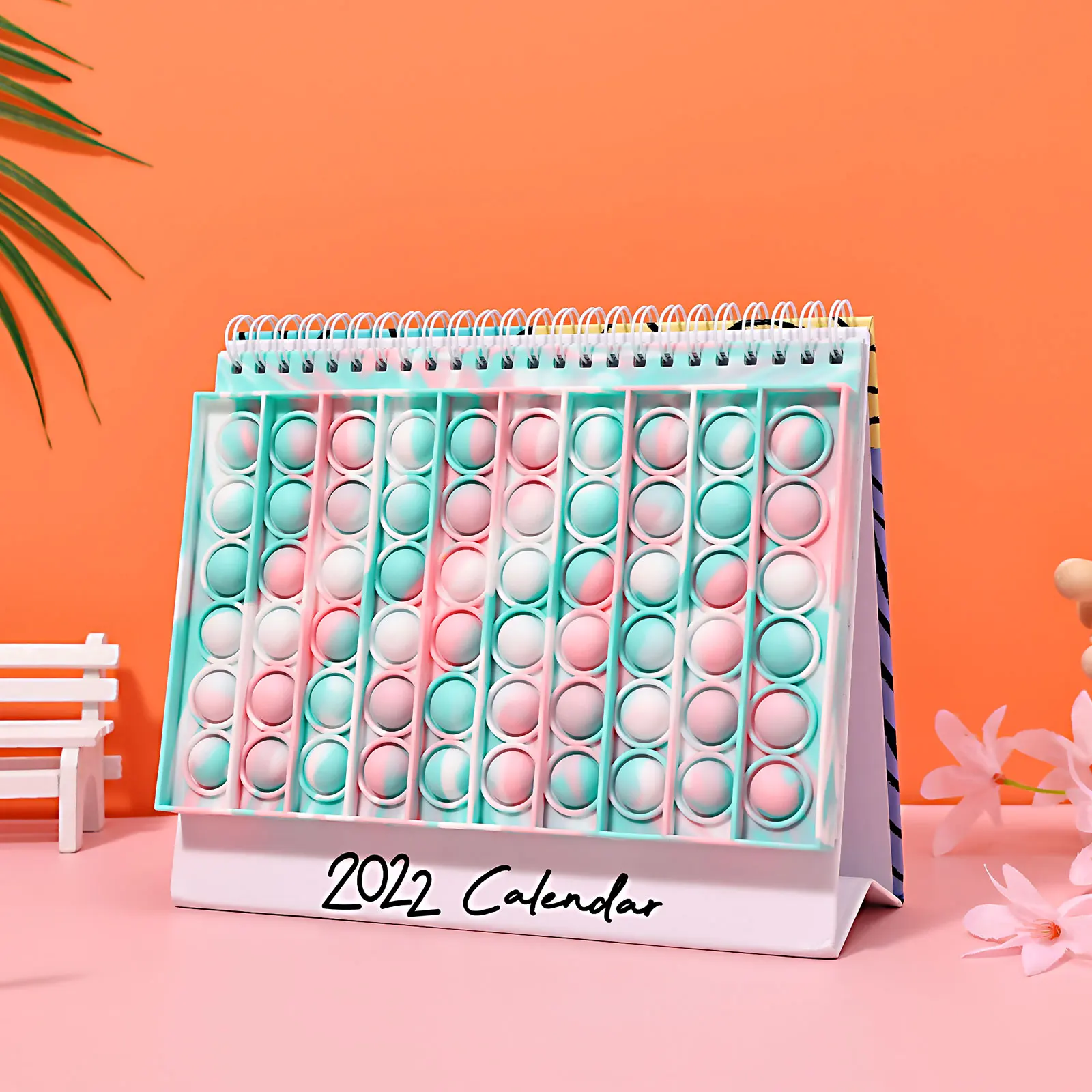 New Caderno Desk Calendar Pop its Notebook Bubble Fingertip Silicone Case Notepad Student Decompression Stationery Toys Gift
