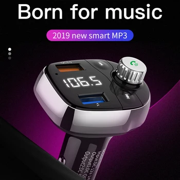 

Car Bluetooth Handsfree Car Kit FM Transmitter Modulator Wireless MP3 Player QC 3.0 Car USB Charger