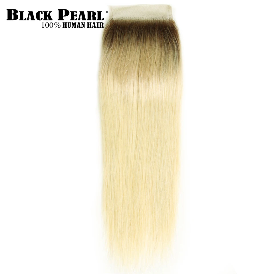 Черный жемчуг волосы блонд#613 бразильские прямые человеческие волосы Закрытие 4*4 бесплатно/средняя/три части Remy швейцарское кружево 613 натуральный цвет