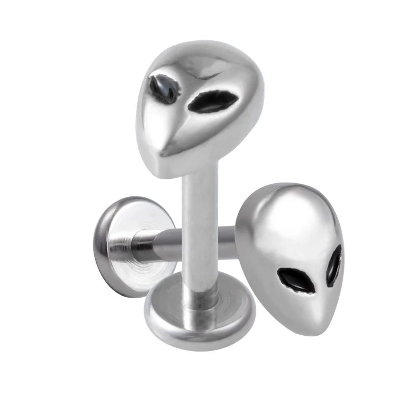 1PCS Stainless Steel Alien Lip Ring 16G Helix Labret Stud Tragus Cartilage Earrings Unisex Dimple Nail Piercing Body Jewelry