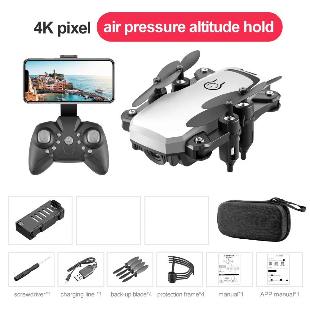 Квадрокоптер с камерой HD Drone 4K с/без HD камерой режим удержания высоты RC Квадрокоптер мини Дрон Профессиональный Wifi FPV дроны - Color: White 4K Camera