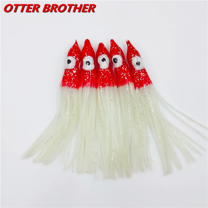 Red)5Pcs Squid Fish Hook Squid Fishing Hooks Squid Jigs Fishing Lures Baits