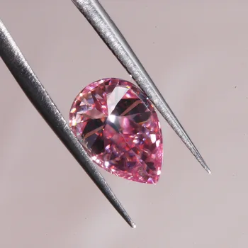 

Pink color synthetic fancy moissanites diamond for jewelry making high quality loose pear cut moissanites gemstone