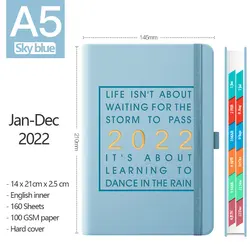 Carnet de notes A5 Super épais en cuir PU, couverture pour planificateur/agenda/journal, papeterie fournitures scolaires et de bureau, 2022 