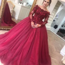 Vestidos De Fiesta, бальное платье с открытыми плечами, бальное платье, бальное платье высокого качества, бордовое длинное Тюлевое платье с цветами ручной работы