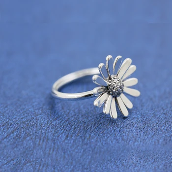 

Modian Summer 925 Sterling Silver Luxury Plant Daisy Flower Finger Rings Classic Accessories For Women Girls Fashion Jewelry
