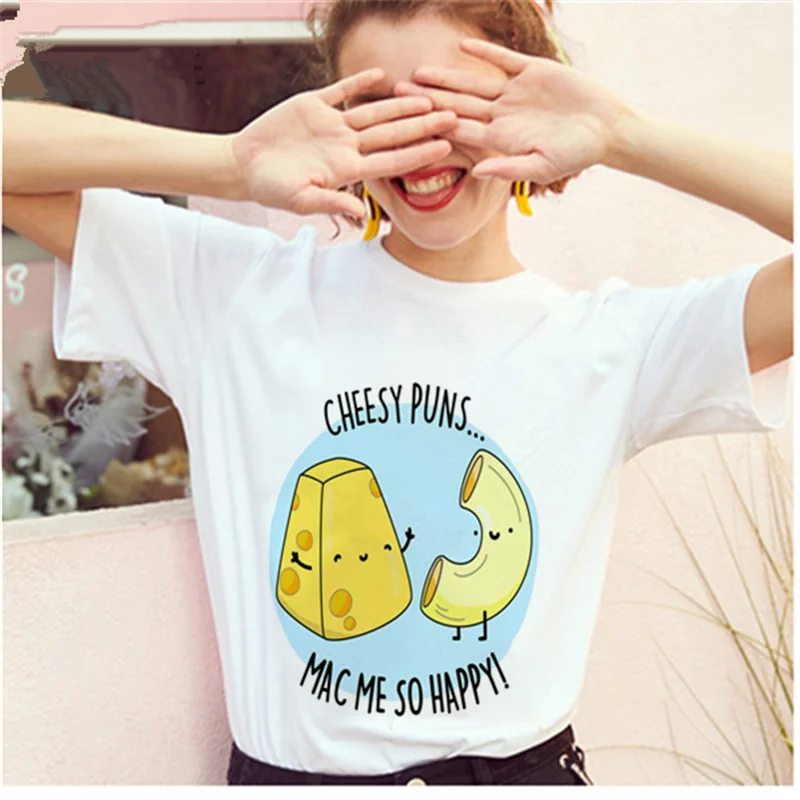 

AOWOF Ladies T-Shirt Ladies Korean Cute Printing T-Shirt Femme Casual Round Neck Plus Size T-Shirt Women's Top