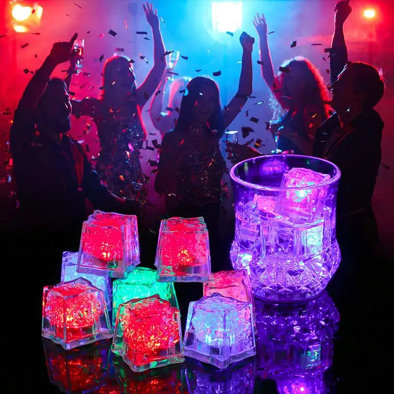

DishyKooker LED Ice Cubes Shape Glowing in Water Light Party Ball Luminous Flash Light Wedding Festival Bar Wine Glass