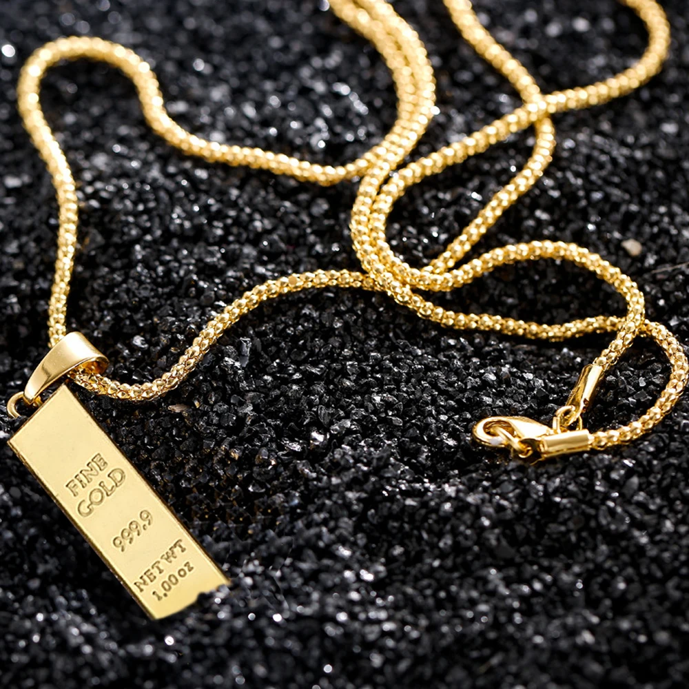 Hip Hop Cube Bar Pendant Chain 