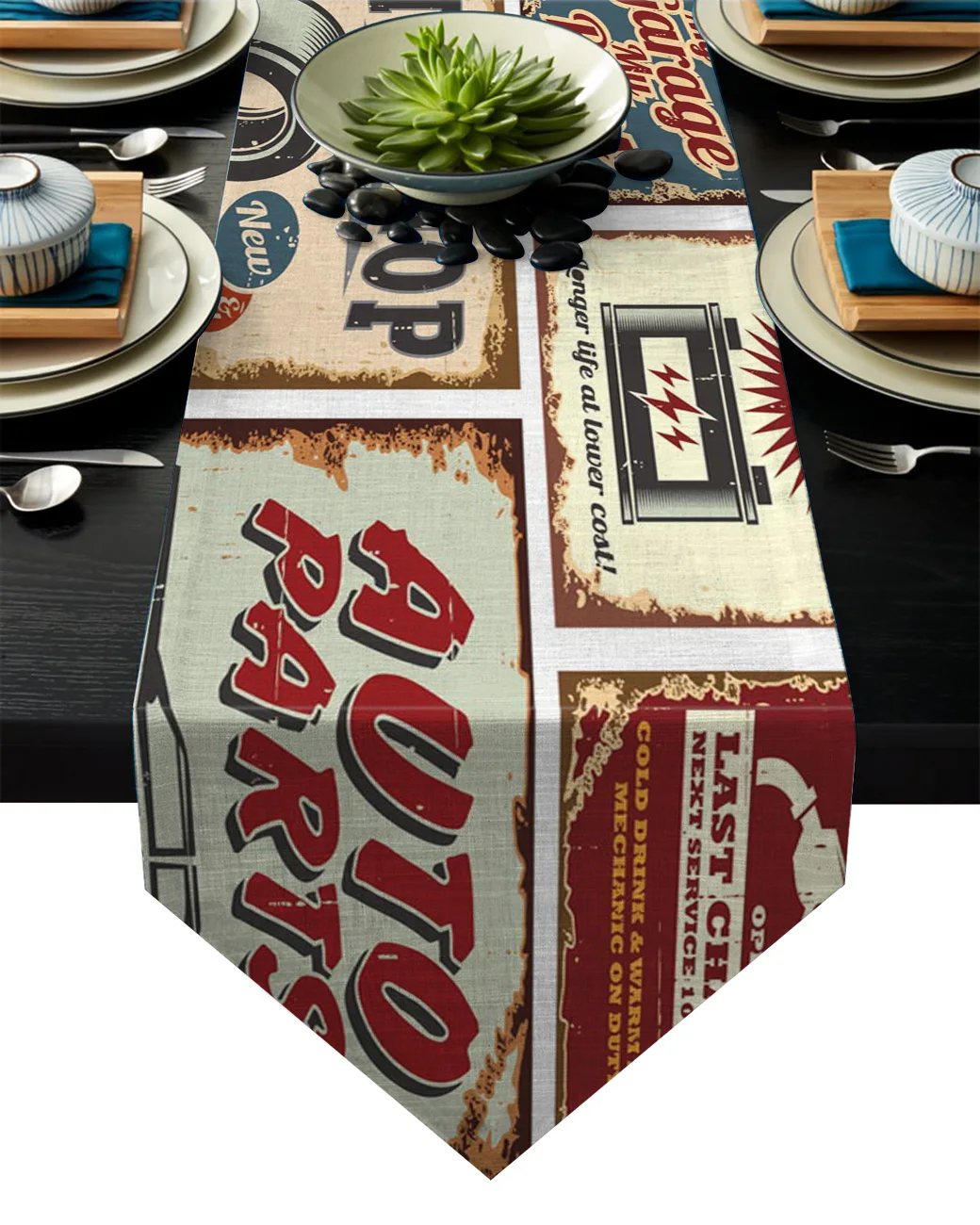 Table Runners Vintage Car Road Mechanic Poster Modern Runner Cloth Dining Decoration for Wedding Party Home Office | Дом и сад
