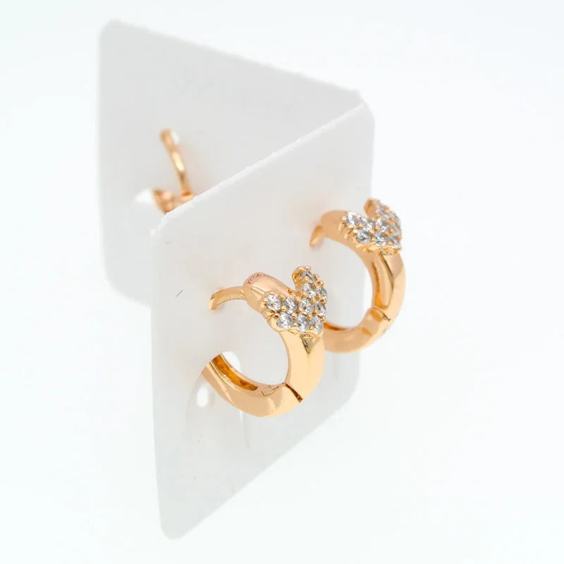 10 мм маленькие серьги-кольца для девочек, Золотые серьги для малышей, детские ювелирные изделия в виде сердца, подарок с кристаллами, Bijoux Bebe Brinco Orecchini Oorbellen E0702