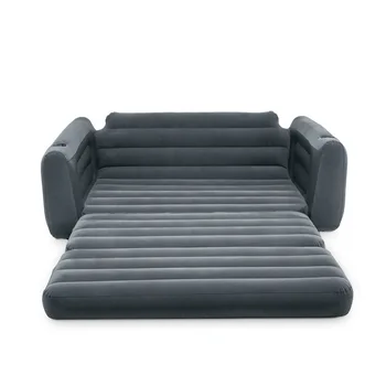 

Inflatable sofa bed flocking inflate sofa bed Chair double bed folding sofa large double inflated relax lounge chair red black