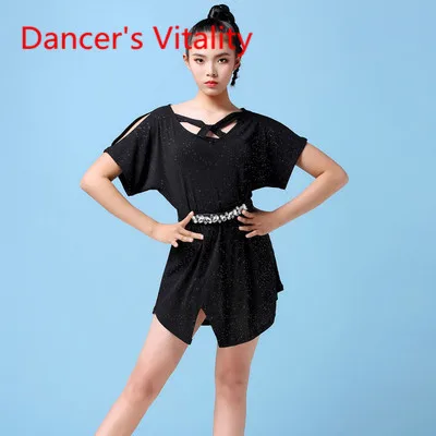Dress Diamond belt Латинский танец Сексуальное платье Новая одежда для тренировок Женский костюм для взрослых Свободная танцевальная юбка Производительность Одежда для танцев Лето - Цвет: Dress Diamond belt