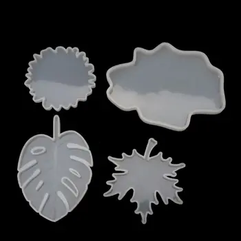 

4Pcs SiliconeCoaster Resin Mold Leaf Irregluar Cloud Shape Molds Jewelry Tools 40JF