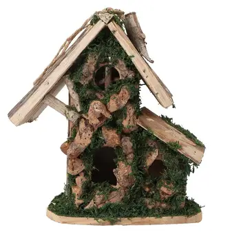 

Wooden Bird House Pet Bird Nest Cage Sleeping Hanging Bird Hut Garden Decor