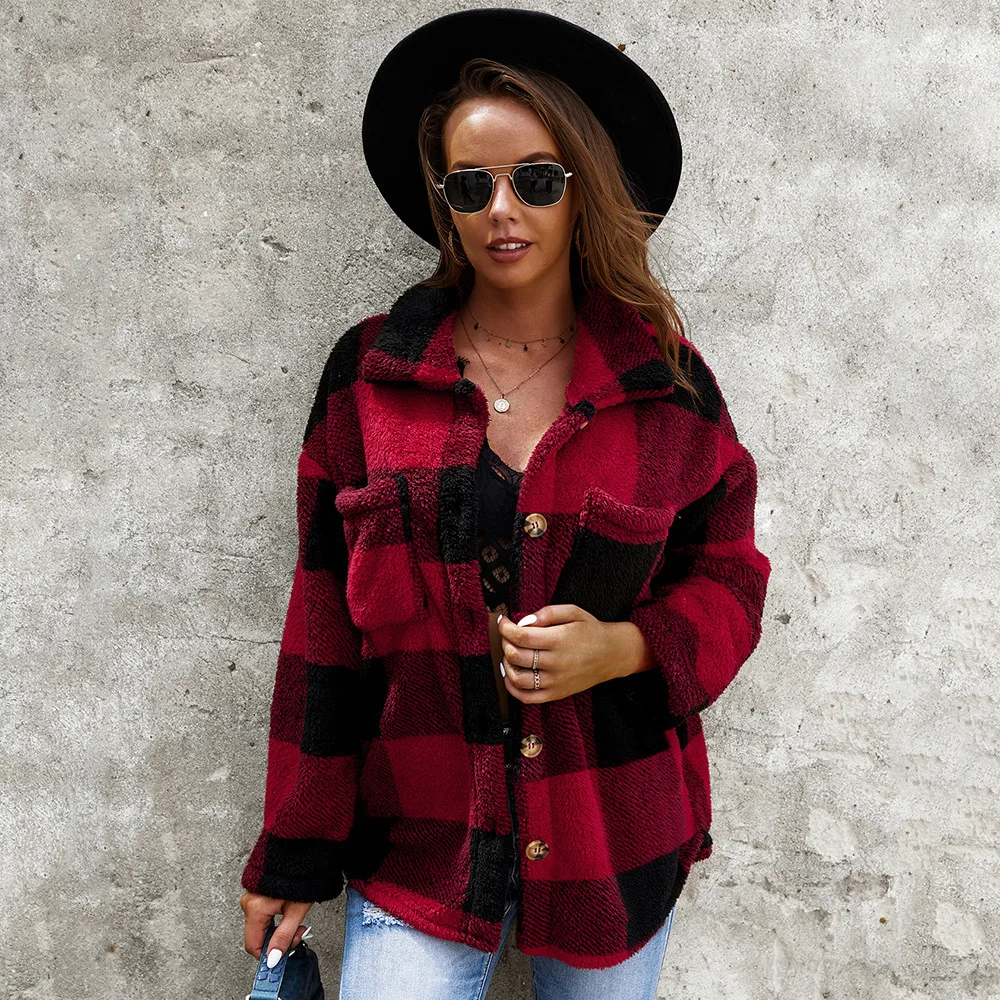 red plaid sweater jacket