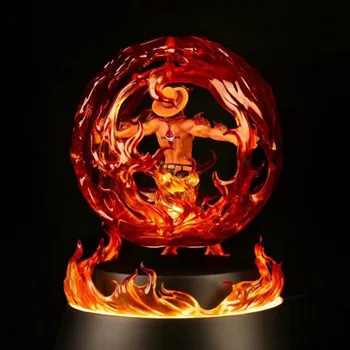 

22cm One Piece Ace Light Anime Figure Bluetooth Audio Flame Ace Rise From The Ashes Magnetic Levitation Statue Chilidren Toys