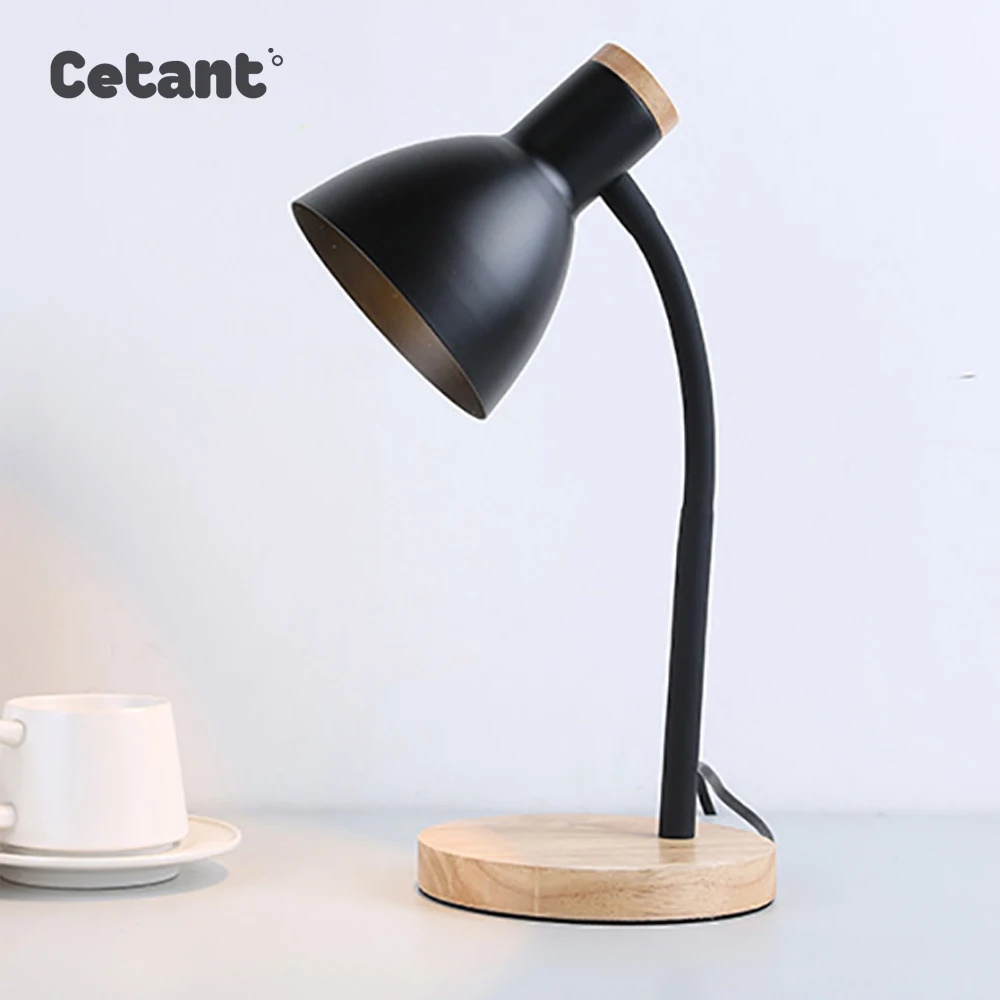 

Table Lamp LED Desk Lamp Study Lamp Night Light for Bedroom Bedside Lights Wood LED Desk Light Black & White Curved Lamppost E27