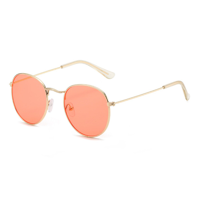 Vintage Small Round Sunglasses Woman Brand Designer Female Alloy Colorful Mirror Retro Black Circle