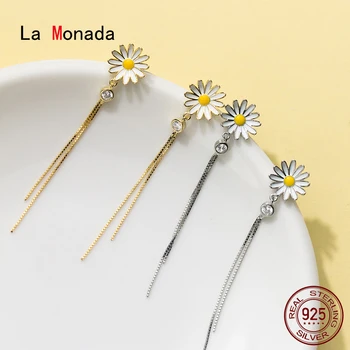 

La Monada Daisy Tassel Dangle Hanging Earrings For Women Silver 925 Woman Long Korean Drop Earrings Minimalist Female In Jewelry