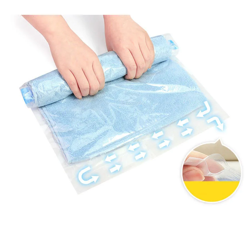 

4pcs/set Hand Rolling Compression Storage Bags Plastic Vacuum Clothes Packing Sacks Space Saver Bags for Travel Home