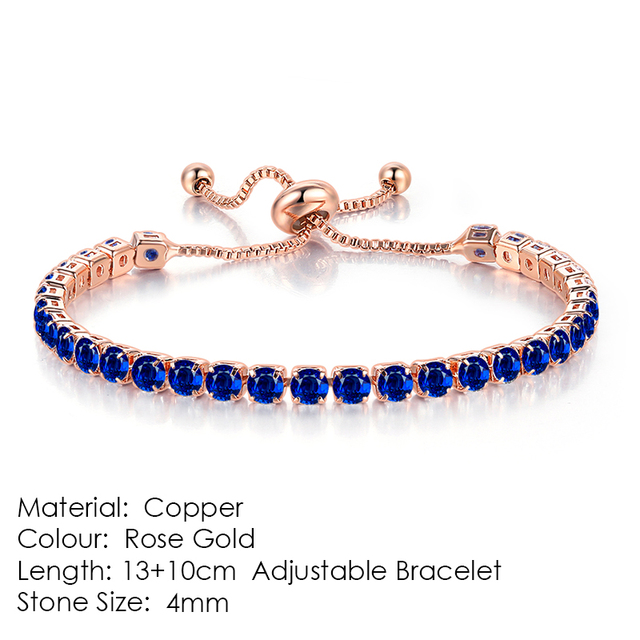 Luxury Adjustable Tennis Bracelets For Women Christmas Gift Rainbow Zircon Rose Gold Color Chain Jewelry Korean H056