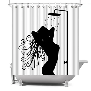 

Photo Custom Shower Curtain Lady Bathing Waterproof Polyester Fabric Bath Curtain for Bathroom Decor with Hooks 180x180cm
