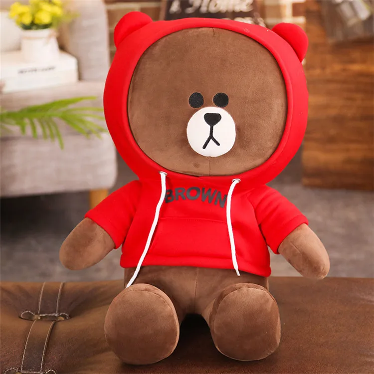 Коричневый медведь чучело одет Медведь Kawaii мультфильм плюшевые игрушки дети подарок на день рождения - Цвет: Red