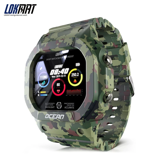 LOKMAT Smart Watch uomo IP68 Smartwatch impermeabile per fotocamera remota per Android monitoraggio della frequenza cardiaca e della pressione sanguigna Fitness Tracker