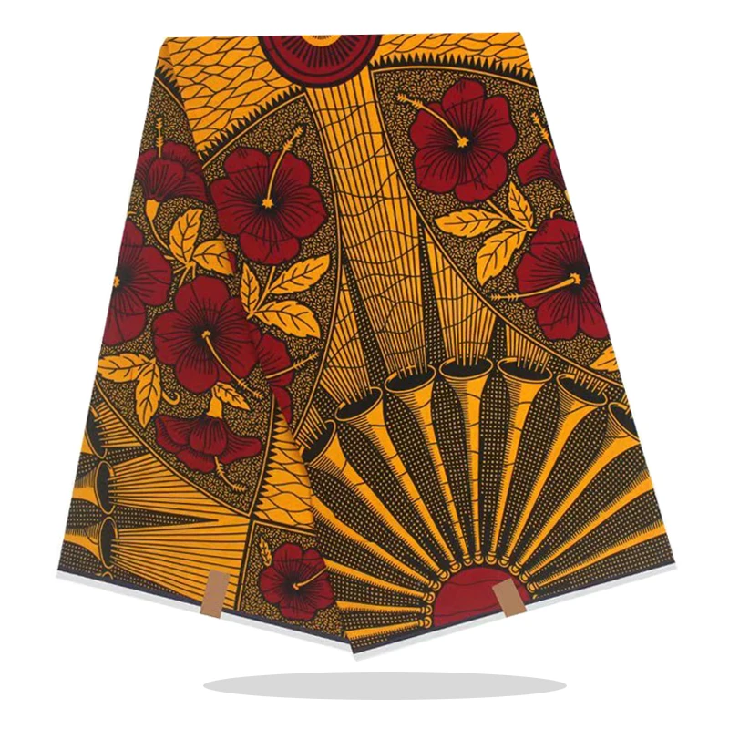 

6Yards 100%Soft Nigerian Style Sewing Material Veritable High Quality Dutch African Wax Block Prints Fabric For Sewing HL20-96