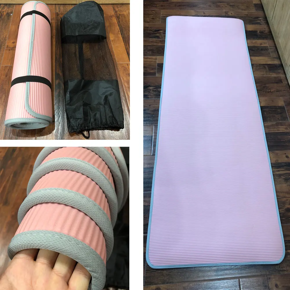 Esterilla antideslizante de 10MM y 8MM para Yoga, colchoneta gruesa para  Fitness, Pilates, gimnasio, almohadillas de ejercicio, alfombra con vendas