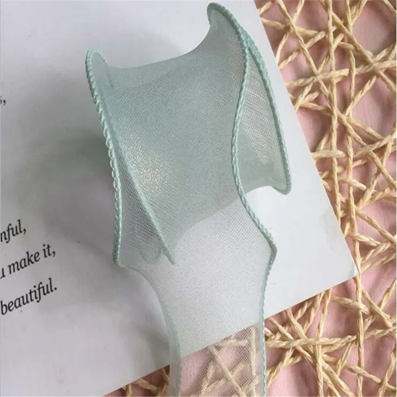 Kewgarden 50 мм " волнистые боковые ленты из вуали DIY бантик для волос аксессуары вручную изготовленная лента горячее тиснение атласные ленты 35 метров