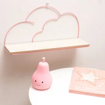 

Wrought Wall Hanging Racks Cute Cartoon Clouds Wooden Storage Rack Home Kitchen Decor Shelves Kid Room DIY Wall Decoration ZM179