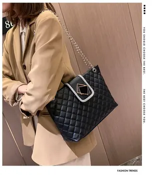

High-Grade Big Bag 2020 New Style Women's Bag Embroidery Thread Wind Chain Shoulder Bag Messenger Bag