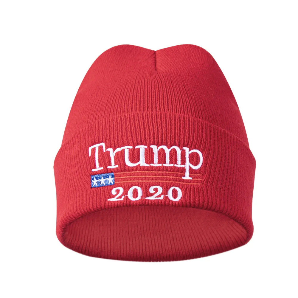 Вязанная шапка для взрослых размера, вязаная шапка Дональд Трамп,, вышивка, США, президент США, президент, выбор на пост - Цвет: Red 2020