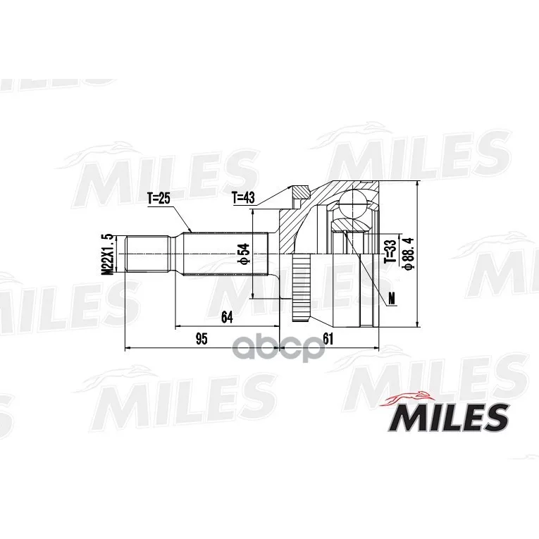 Шрус Volvo S40/V40 1.8 01-04 Нар.(Abs) Miles Ga20509 Miles арт. GA20509