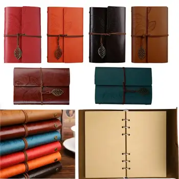 

Retro Book Leather Notebook Journal Travel Leaves Classic Sketch Books Sketchbook Refillable Lesf Book