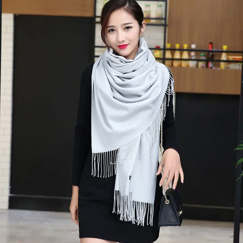 

2020 Fashion Women Tassel Scarf Thin Shawls Wraps Lady Solid Female Hijab Stoles Long Cashmere Pashmina Foulard Head Scarves