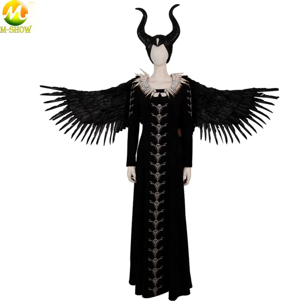 Maleficent Mistress of Evil 2 Косплей Костюм малифисенты Косплей наряд Хэллоуин женское длинное платье с маской крыло