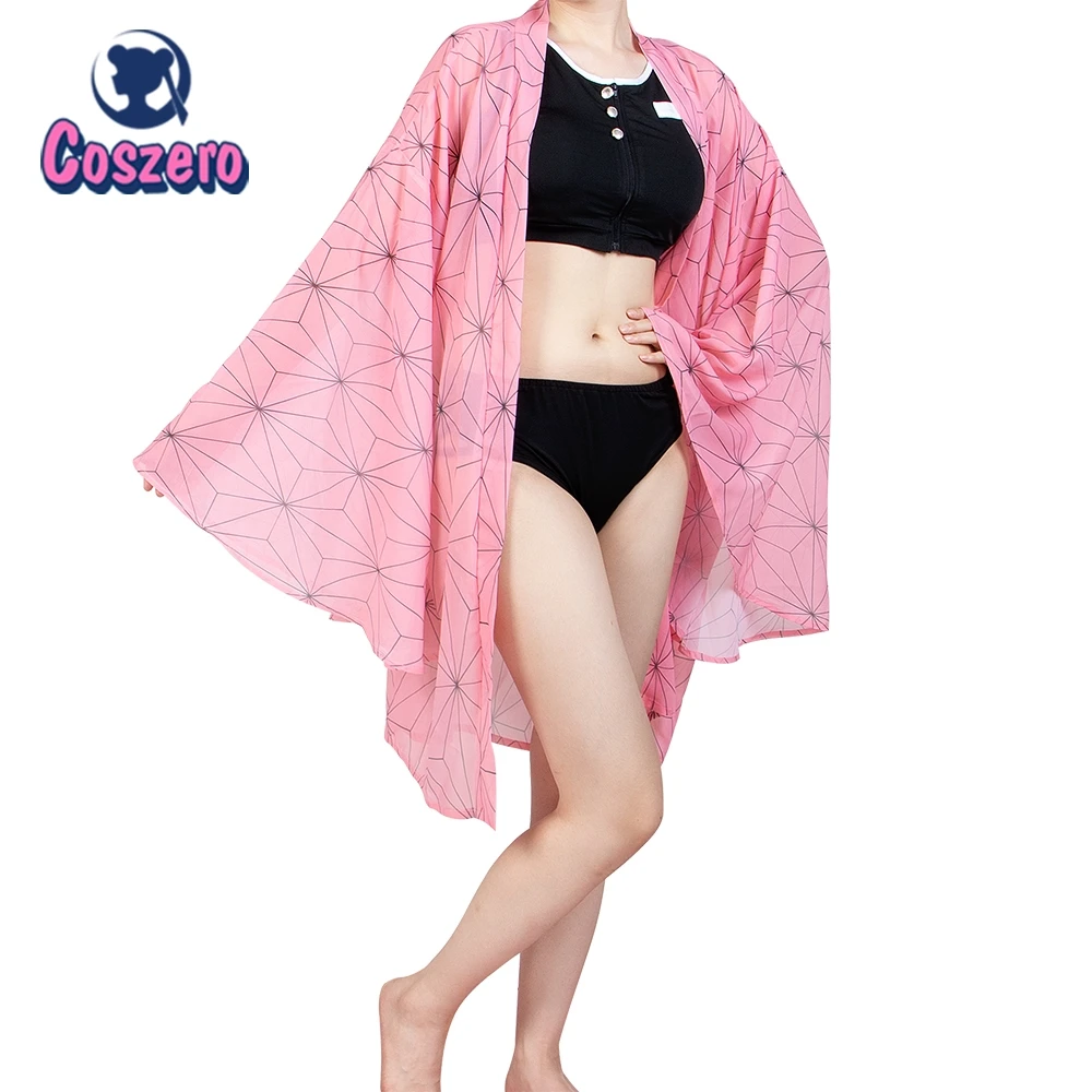 Demon Slayer Nezuko Swimwear Cosplay Kimetsu no Yaiba Beach Kimono