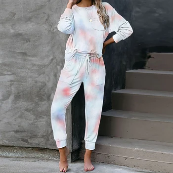 

2020 Loungewear Women Pajama Set Home Wear Nightwear Sleepwear Fashion Spring Summer Long Sleeve Pyjamas Print Pajamas for Women