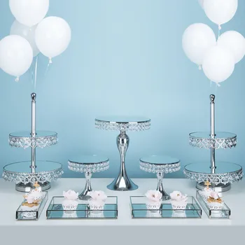 

Tobs Mirror Sliver Crystal cake stand set metal fondant cupcake sweet table candy bar table decorating